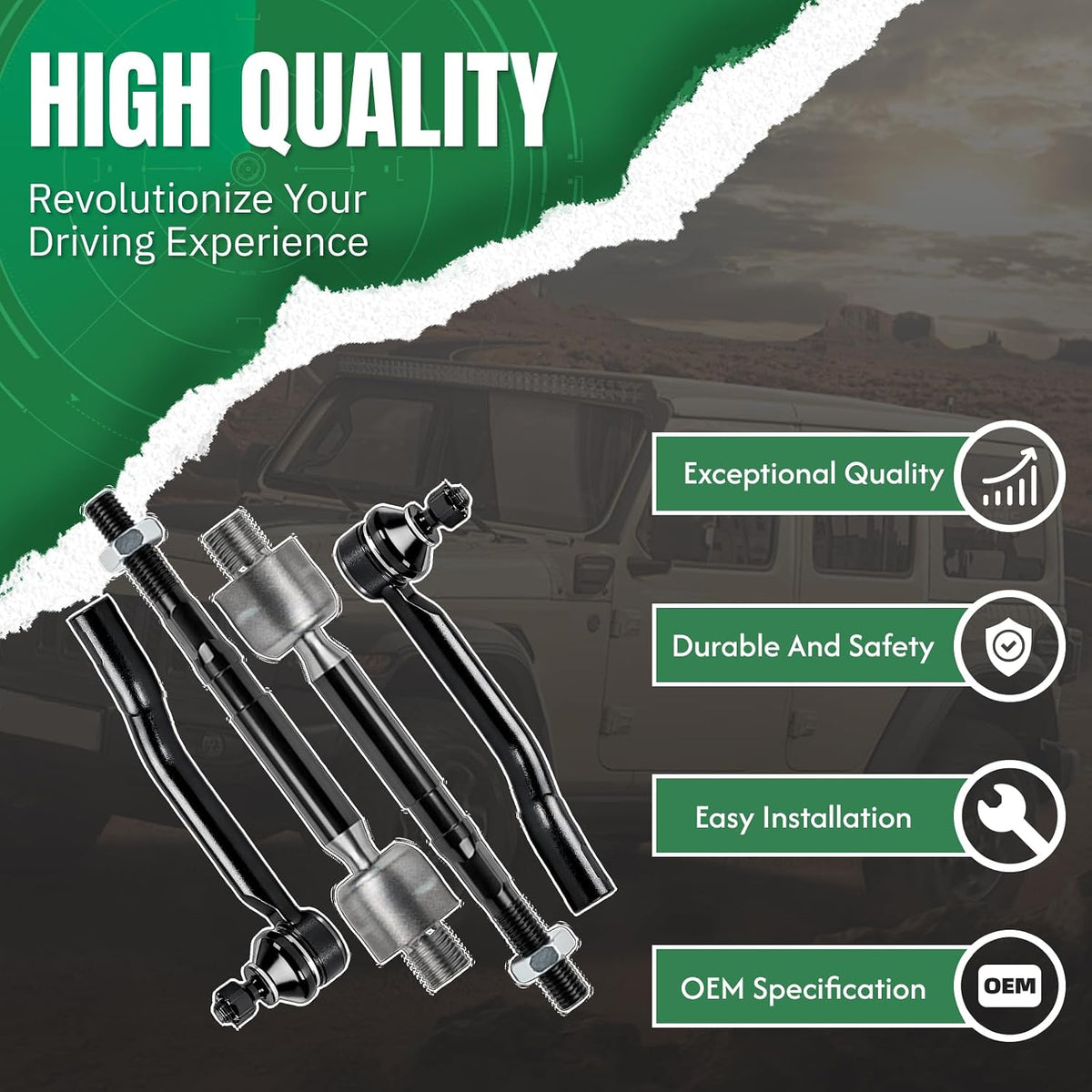 4PC Front Outer & Inner Tie Rod Compatible with Fit for Acura Integra, for Honda Civic Insight 2016 2017 2018 2019 2020 2021 2022 2023 2024 2025#OE EV801274 ES801251 ES801250