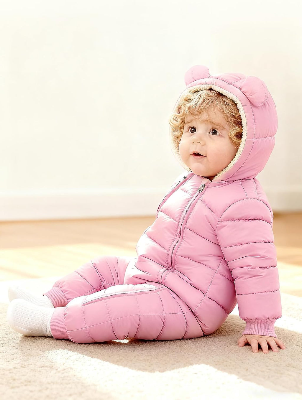 Baby Snowsuit Toddler Girl Clothes Cute Hooded Double Zipper Boys Winter Coat Unisex Romper for Infant