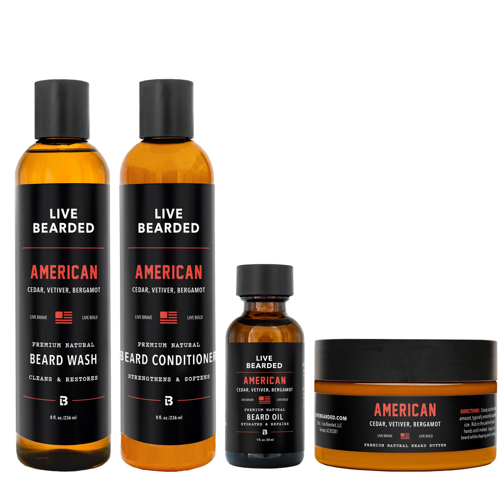 Complete Beard 4 Step Grooming Kit, American Scent