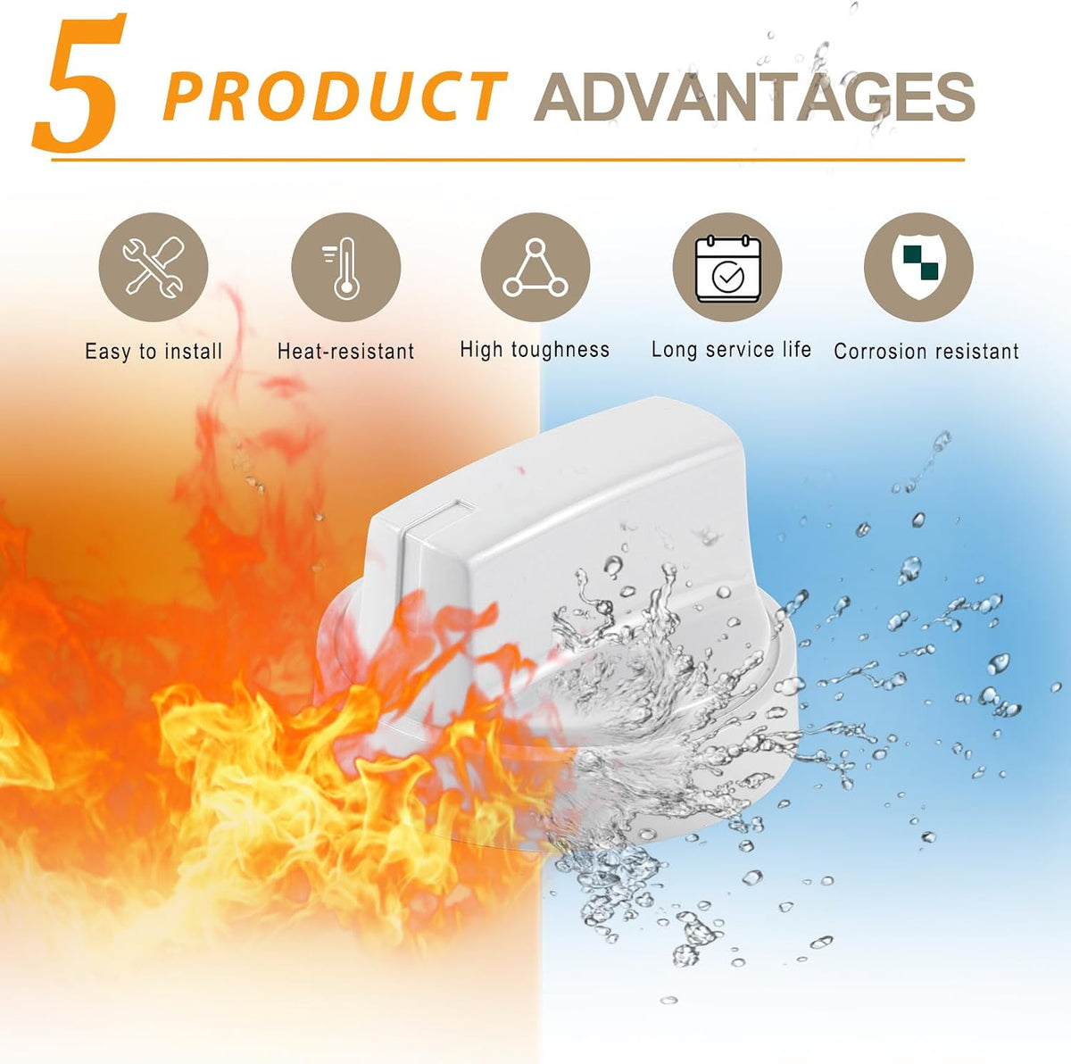 Update WB03X24952 191D8446 Stove Knobs Replacement for GE Stove Parts GE Range Parts JB625DK2WW JB645DK2WW White Plastic Burner Control Knobs Range Oven Cooktop Knobs White