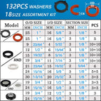 1000 Pcs 18 Size O Ring Kit+18 Size Rubber Washers Assortment Kit