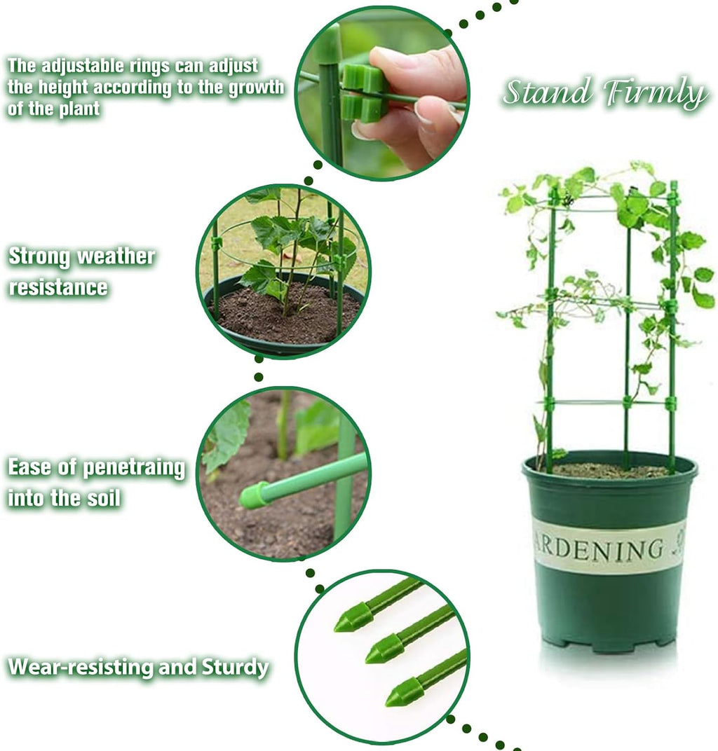 3 Packs Plant Support Cages Tomato Cage for Garden- 18 Inch Adjustable Garden Cucumber Trellis Plant Stakes, Trellis