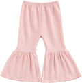 Toddler Bell Bottoms Baby Girls Leggings Ribbed Knit Flare Pants Solid Color Wide Leg Pants Ruffle Trousers