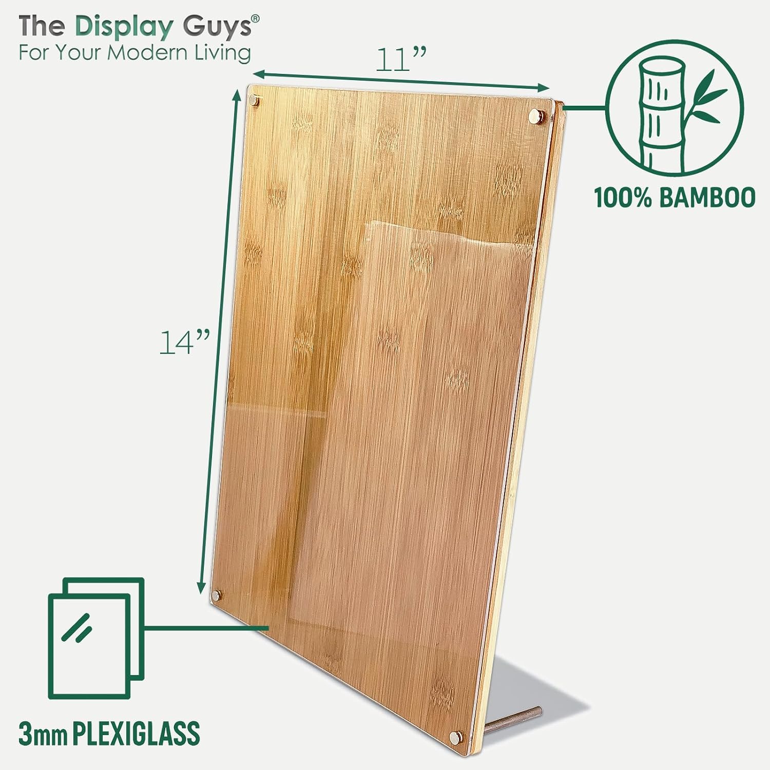 The Display Guys - Bamboo Acrylic Sign Holder w. Display Stand & Hanging Frame (11x14)