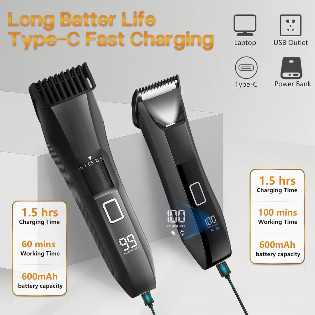 Manscape Body & Beard Trimmer for Men, IPX7 Waterproof Groomer Kit | LED Light Groin & Body Hair Trimmer, Ball