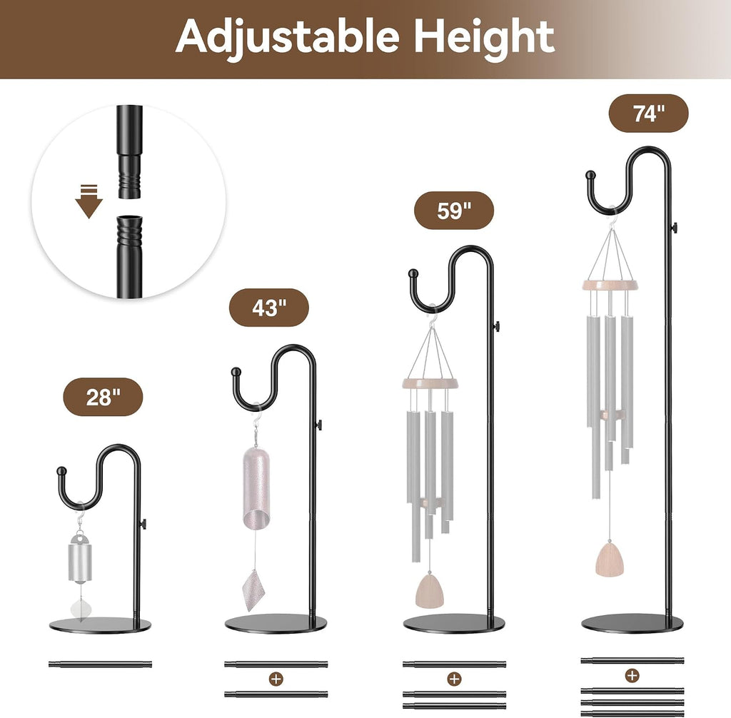 74" Shepherds Hook Stand: Hanging Bird Feeders, Wind Chimes, Plants