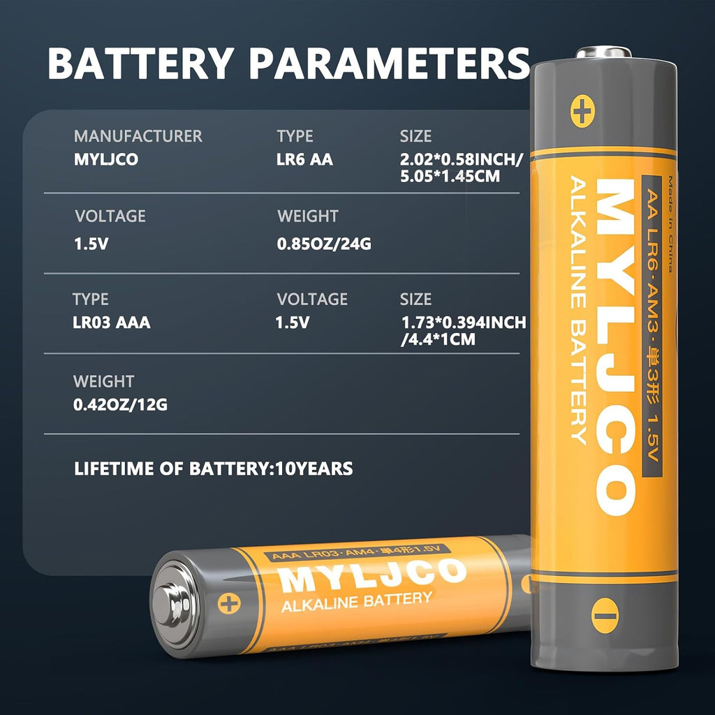 Upgraded 48 Count-AA & AAA High-Performance Alkaline Batteries Value Pack | Combo Pack Contains 24 Double AA