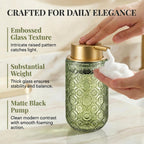 Green and Gold Glass Foaming Hand Soap Dispenser