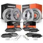 A-Premium Front Vented and Rear Solid Brake Rotors and Ceramic Pads Kit