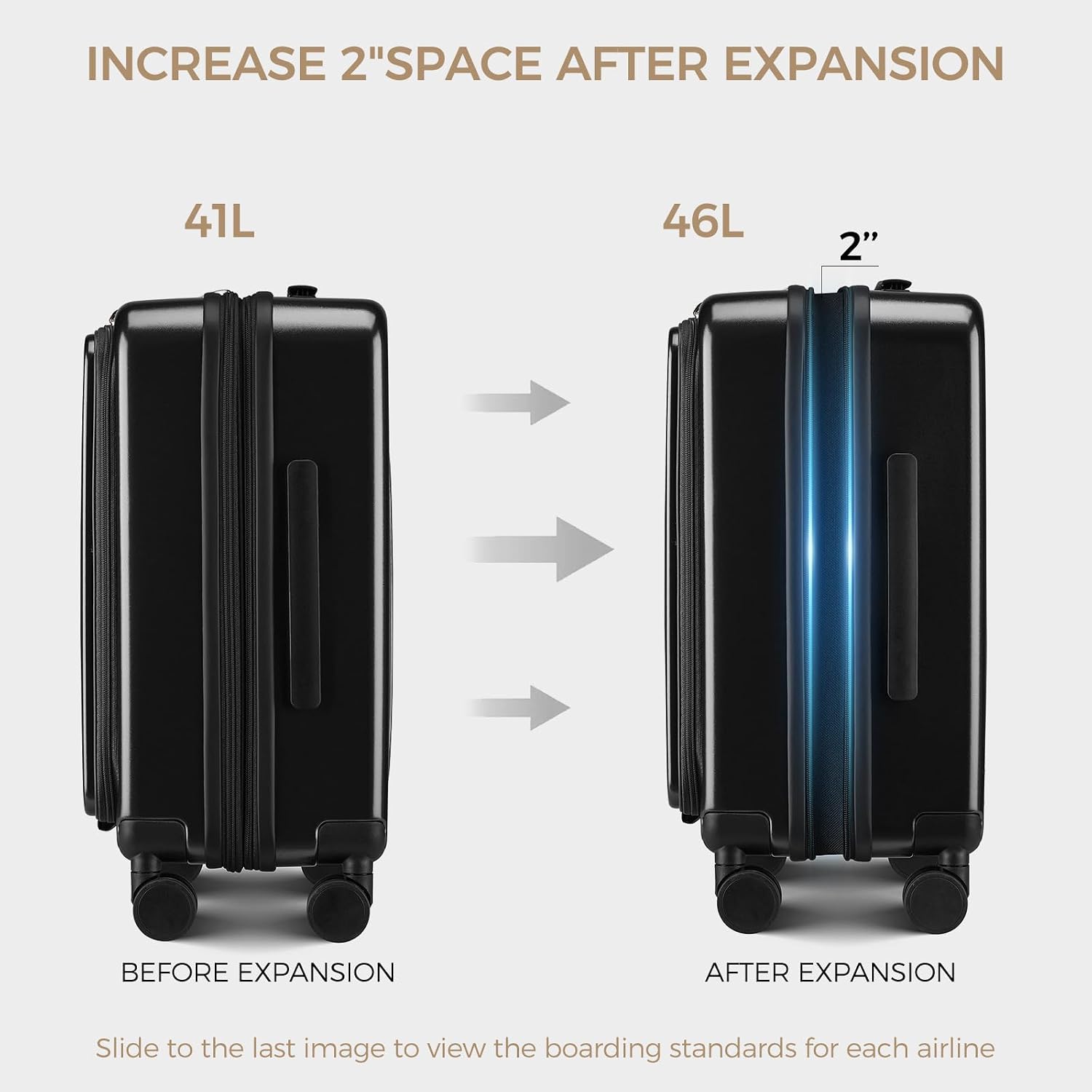 Carry on Luggage Top opening Suitcases, Expandable with Cup Holder and USB Charging Port,Lightweight with Front