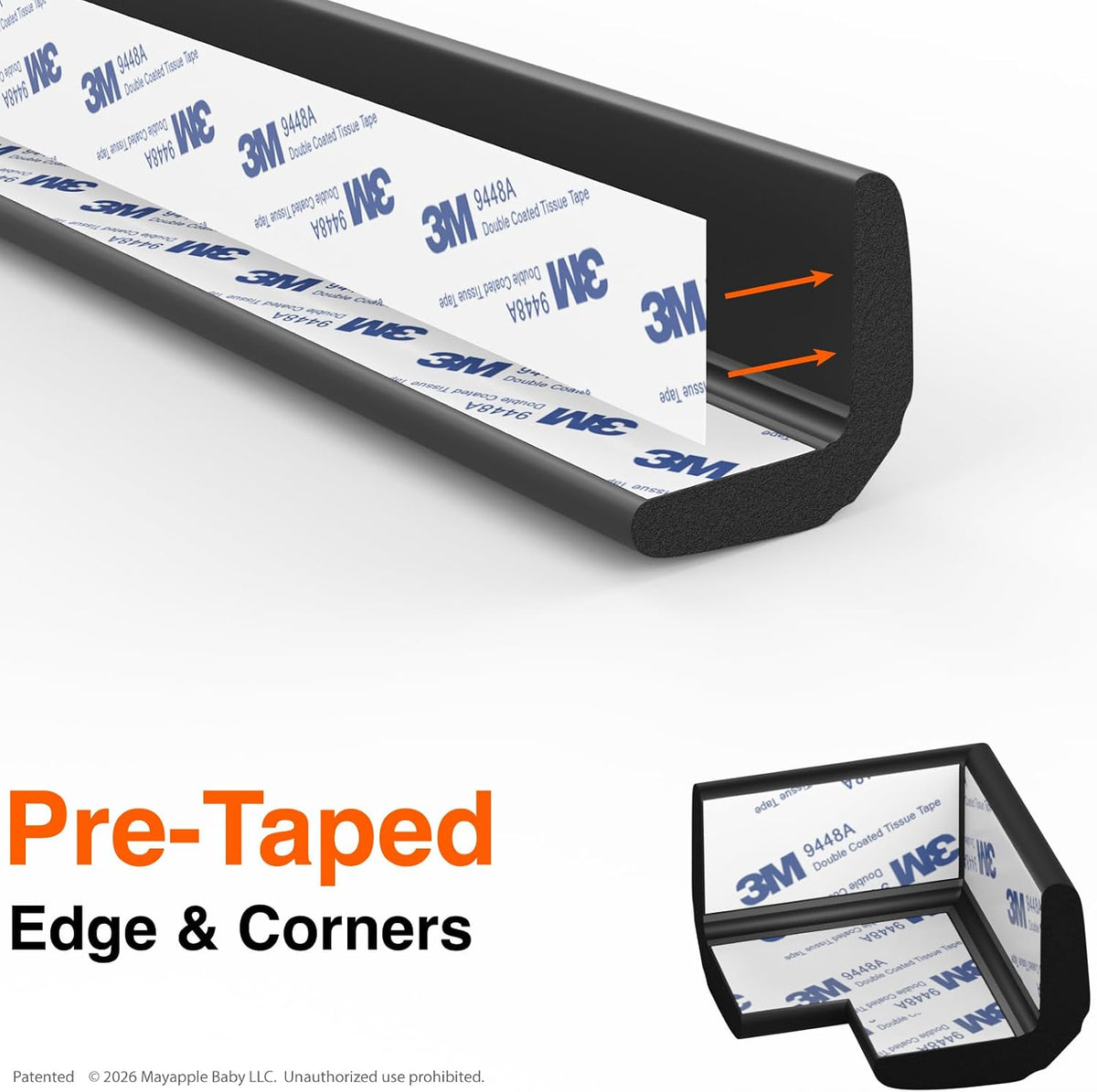 Fireplace Edge Corner Protector, Extra-Wide 9ft Edge 2 Corners