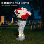 Solar Cemetery Vase for Grave, Praying Angel with Spike