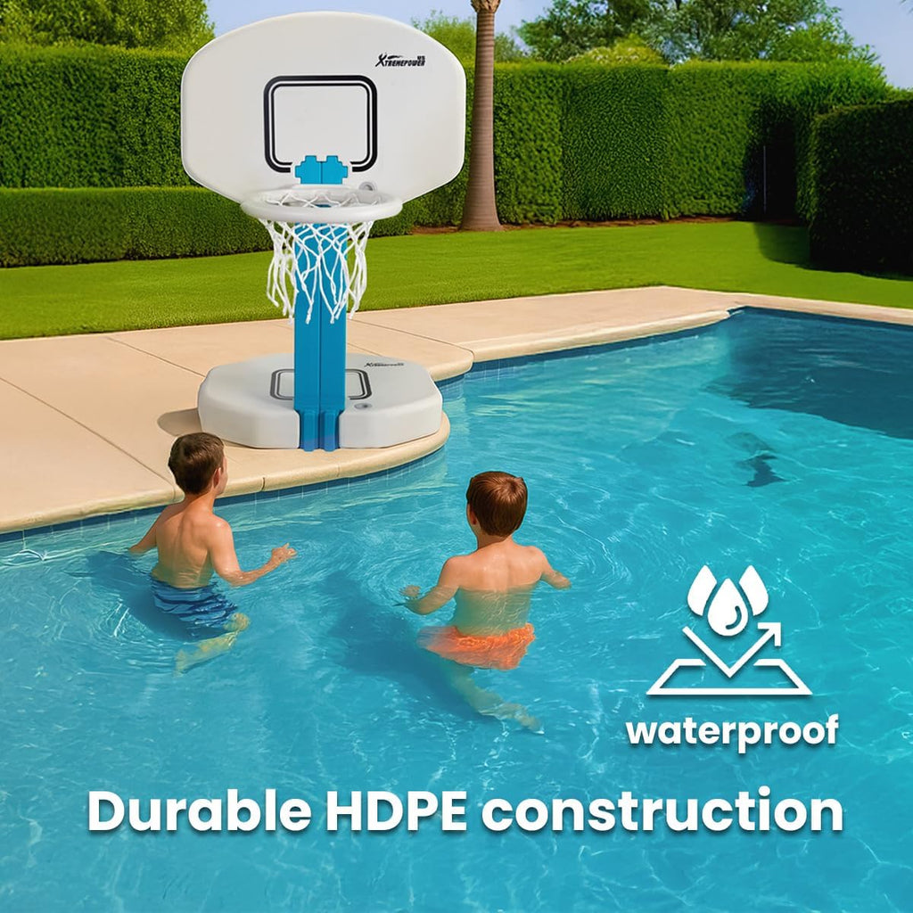 2-in-1 Pool Volleyball Net & Basketball Hoop Combo Splash Game Set for Swimming Pool Basketball & Volleyball, HDPE