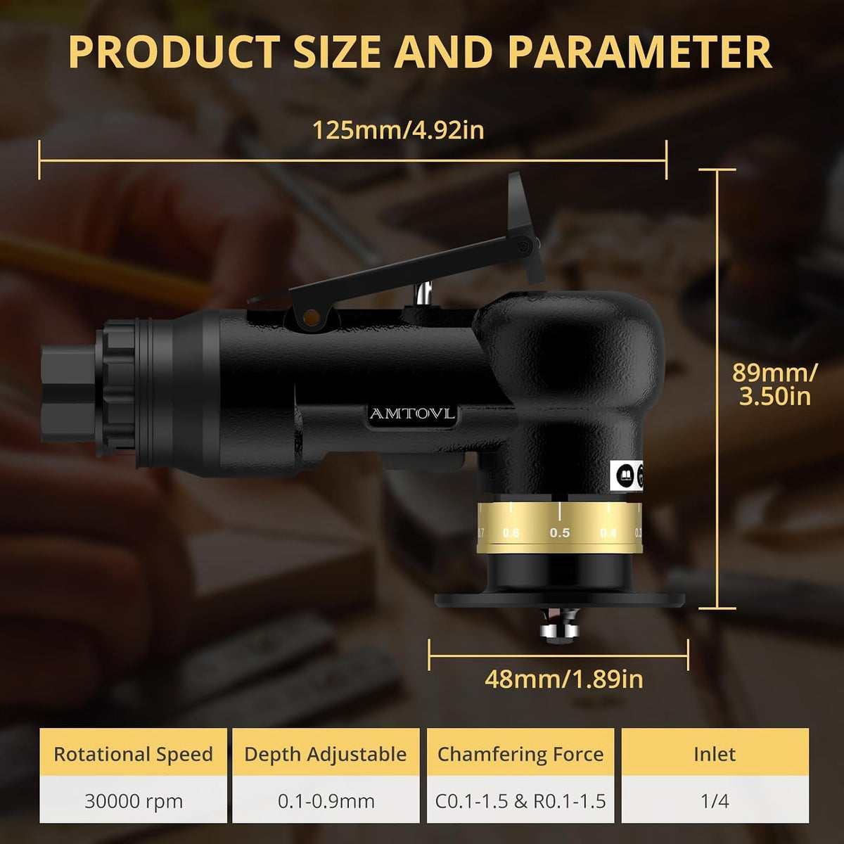 AMTOVL Pneumatic Chamfering Tool, Mini Air Chamfer Tool W/ 10C & 10R Blades