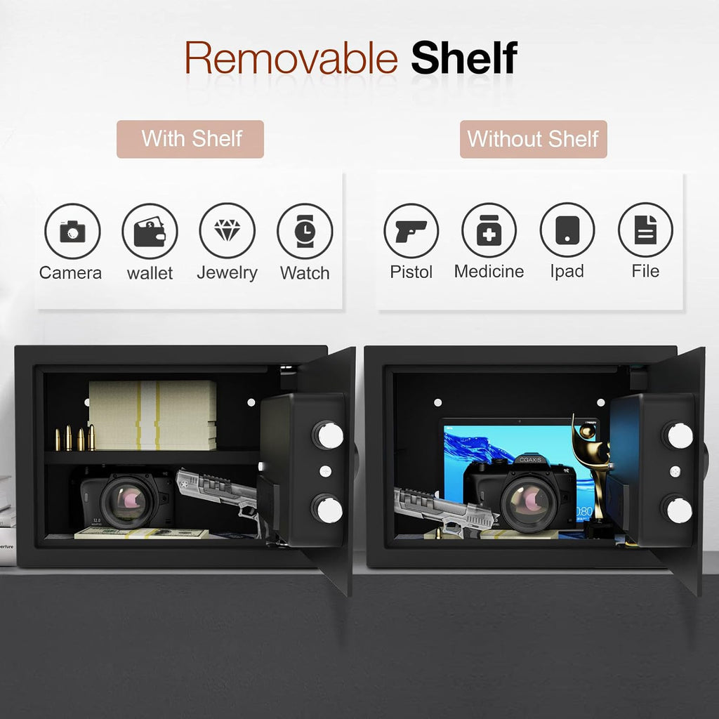 1.6 Cu.Ft Classic Large Safe with Charging Port – Digital Steel Safe with Shelf, Fits Laptop, Jewelry & Important