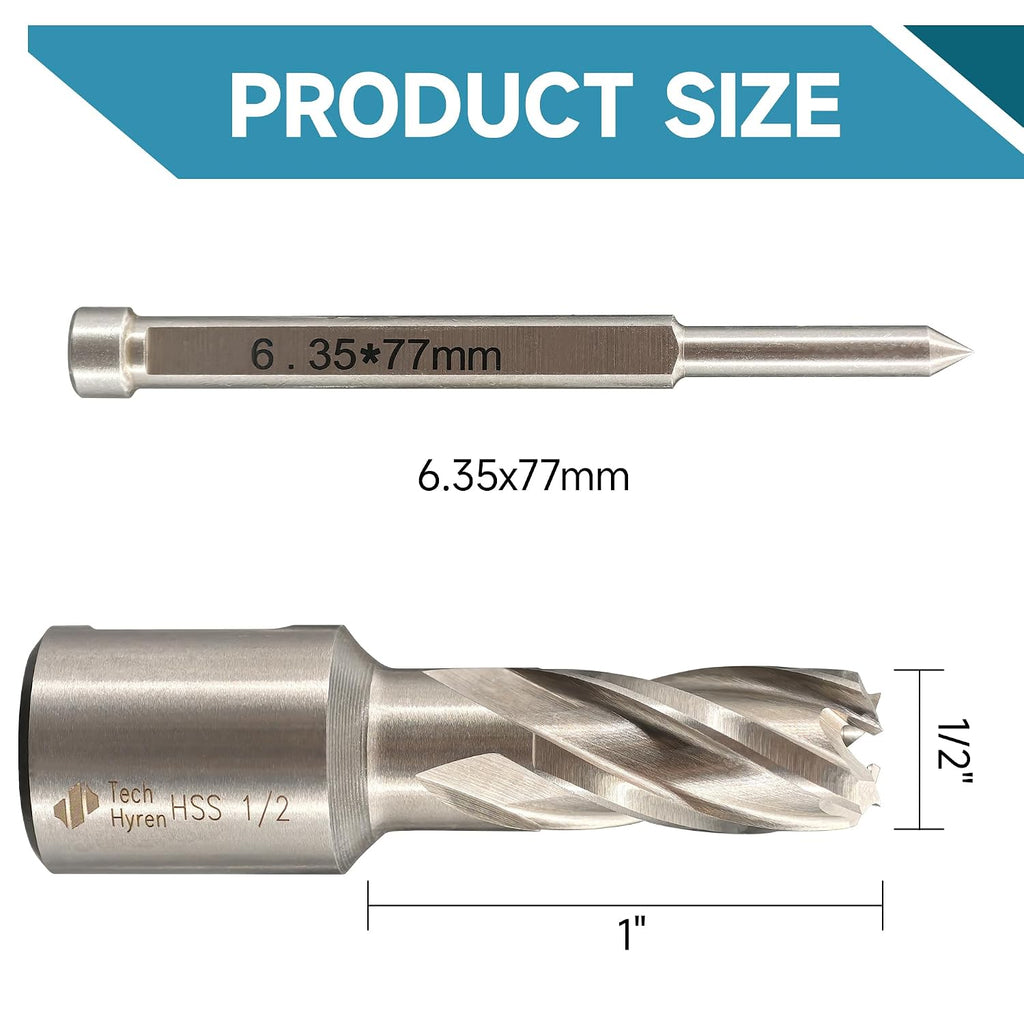 1PC M2 HSS Annular Cutter 1/2" Dia 1" Cutting Depth 3/4" Weldon Shank
