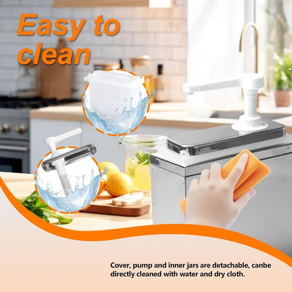Condiment Dispenser Pump - Large Capacity Detachable Syrup Pump with Measuring Cup, Leak-Proof Design for Sauce