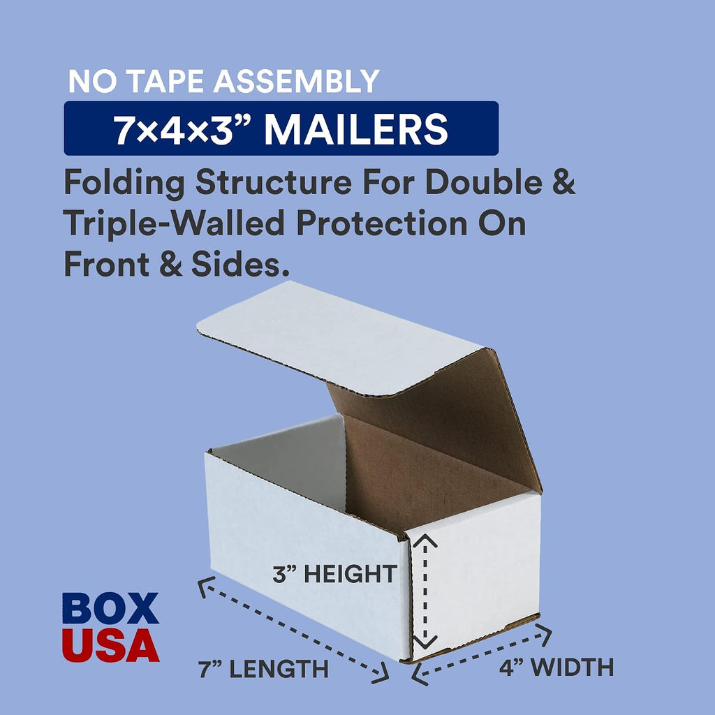 Shipping Boxes Small 7"L x 4"W x 3"H, 50-Pack | Corrugated Cardboard Box for Packing, Moving and Storage