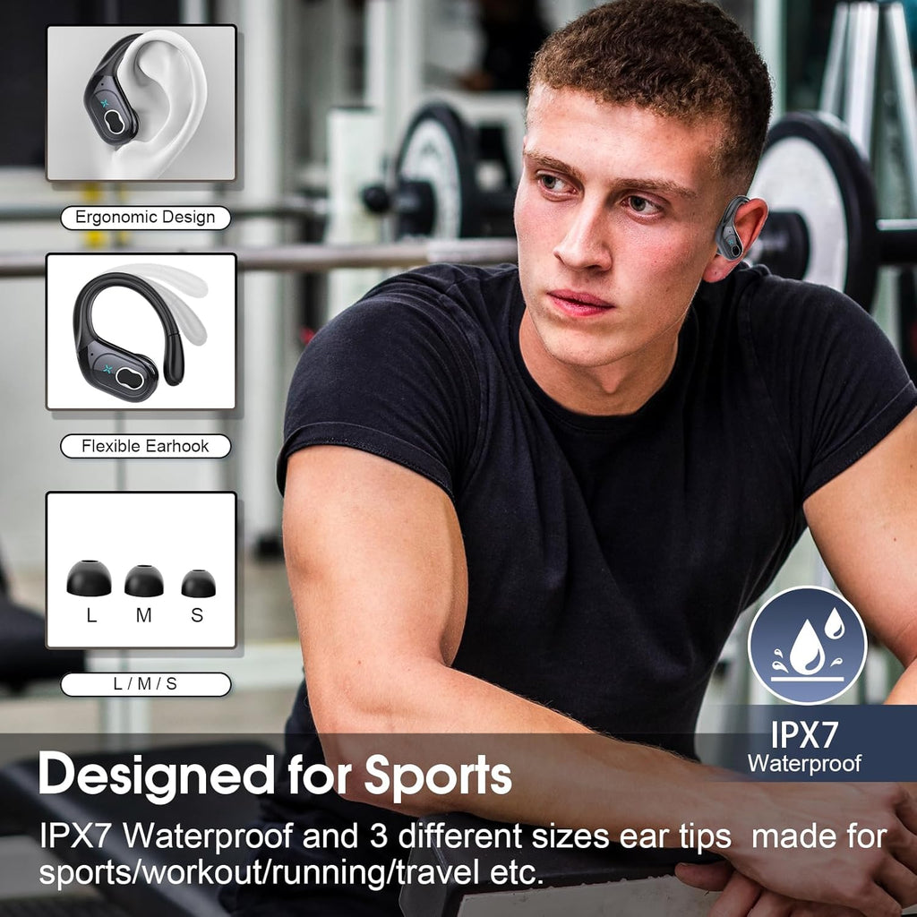 Wireless Earbuds 75hrs Bluetooth 5.4 Headphone Sport, 2026 Bluetooth Earbuds Stereo Deep Bass Over Ear Bud with