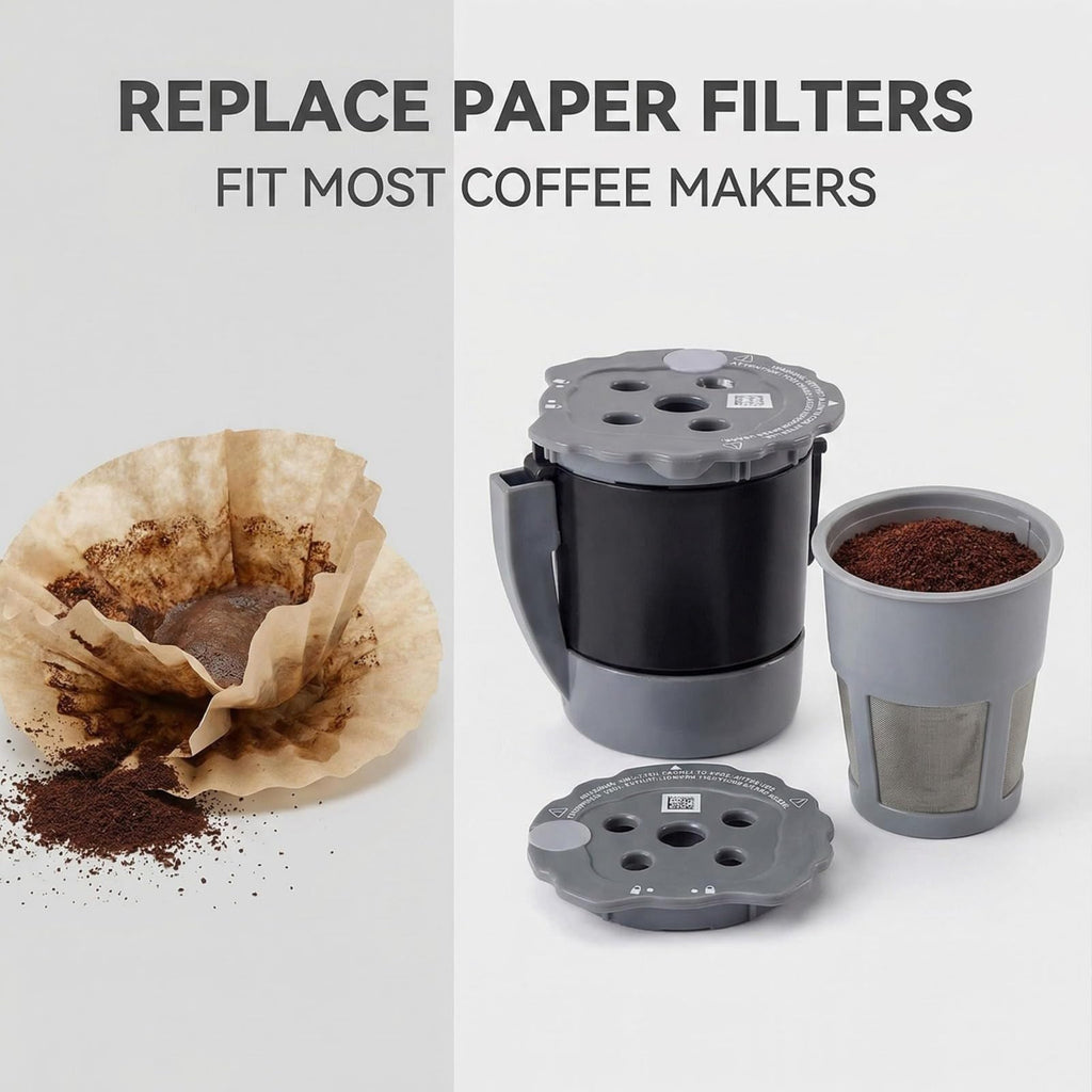 Universal Reusable Filter MultiStream Technology - Gray Reusable Coffee Filter Approved Quality Durable Replacement Parts (4)