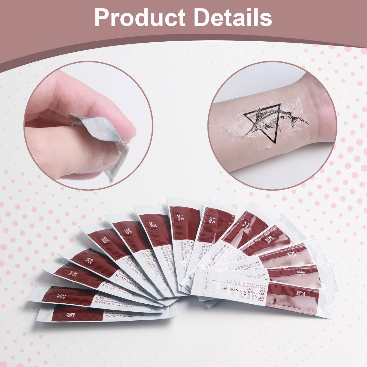 Tattoo Scar Repair Gel 50Pcs -Vitamin A&D Ointment for Tattoo Aftercare,Dry Skin & Scar Fading for Skin Moisturising