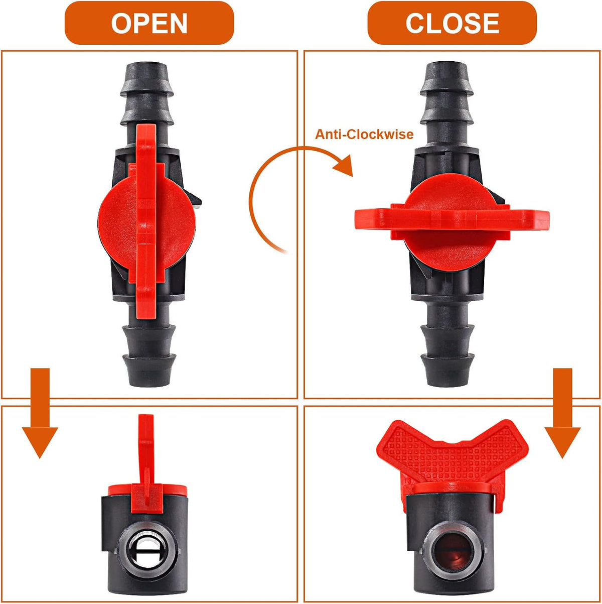 6Pcs 1/2 Inch Drip Irrigation Switch Valve