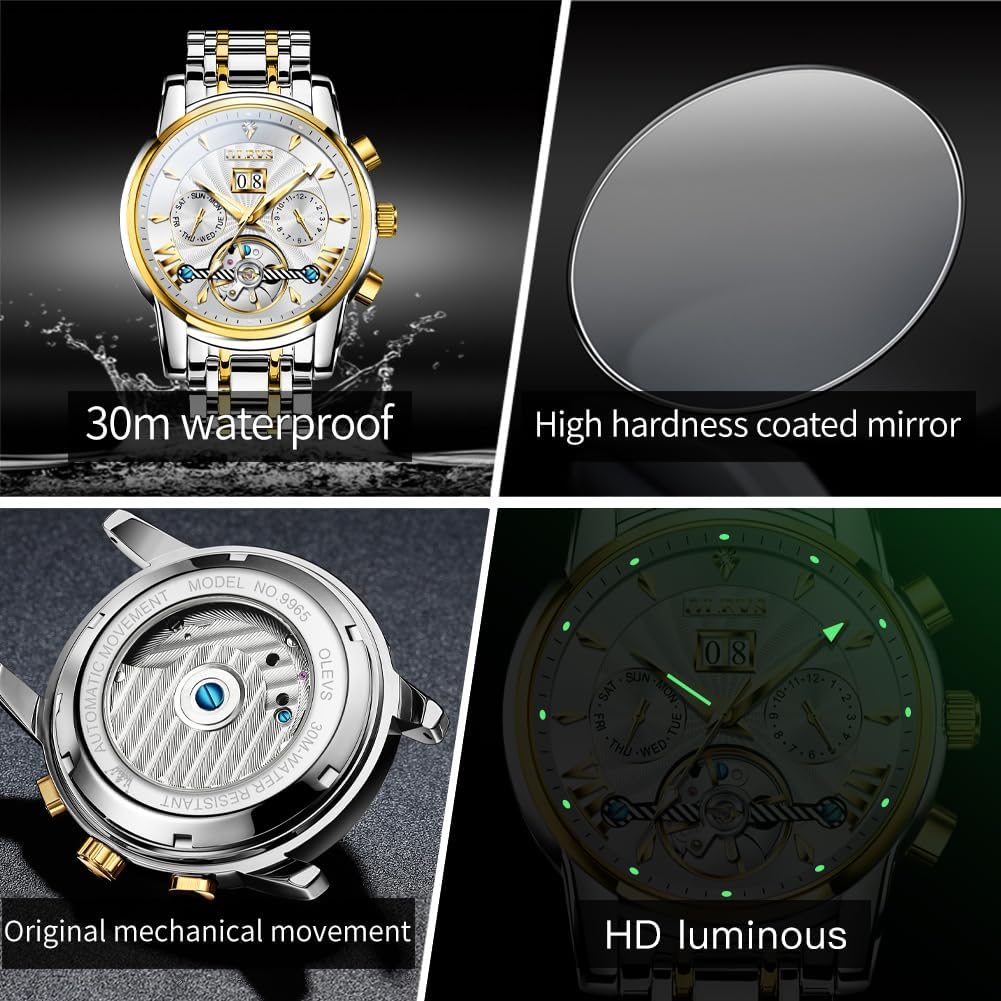 Couple Pair Watches Set Automatic Mechanical Self Winding Dress Matching Watch for His and Hers Valentines Day Gifts