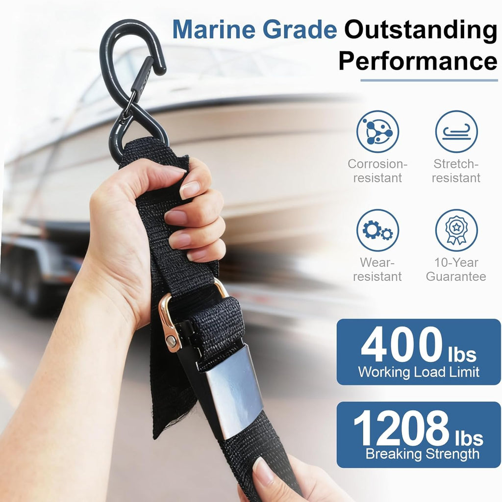 Heavy-Duty Boat Tie Down Straps to Trailer, Secure-Fit Boat Trailer Straps