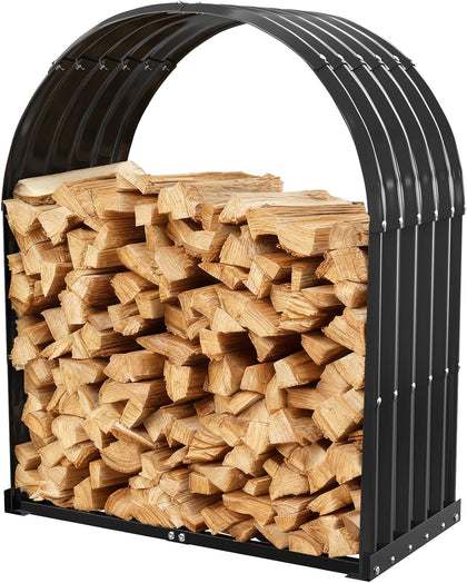 Heavy-Duty Black Firewood Storage Shed with Round Roof Outdoor/Indoor | Smooth Surface Painted,Rainproof and