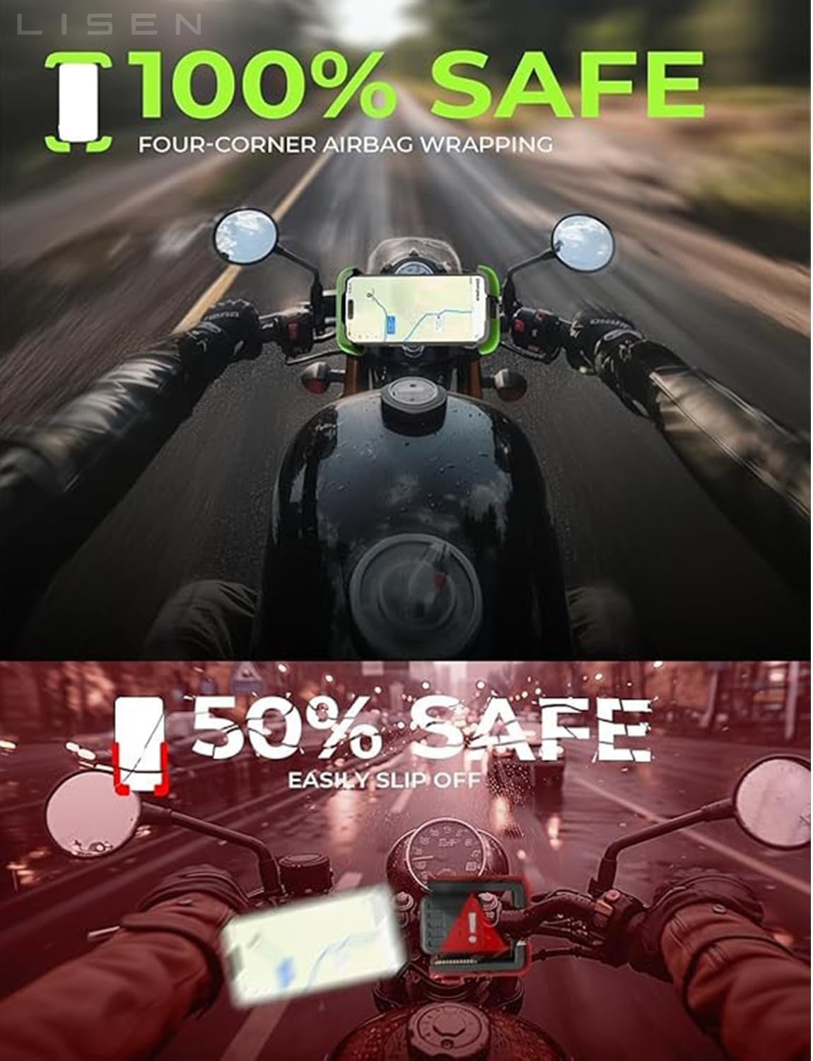 Bike Phone Holder, [Super Easy Install] Motorcycle Phone Mount Ebike Accessories Bicycle Handlebar Holder Mount Gifts
