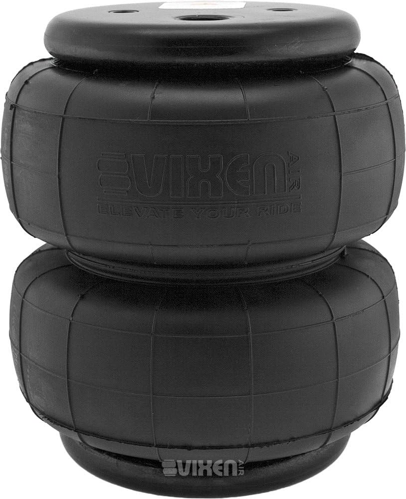 Vixen Air 2600-Style Suspension Air Bags, 1/2" NPT Single Port, 2-Pack Universal Heavy-Duty Double Bellow Air Springs | 3055 lb Load Capacity for Heavy Load Leveling, Towing, Hauling, VXD2600DP