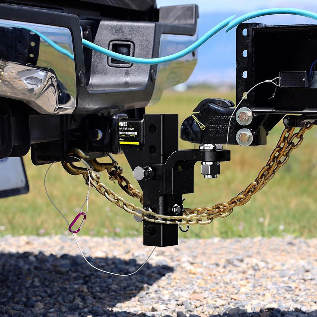 Adjustable Trailer Hitch Ball Mount with 2-Inch Tow Ball, Fits 2in Receiver, Drop Hitch 7500 lbs with Pin Heavy Duty