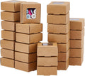 60 Pack Square Clear Window Box, Brown Kraft Paper Container Party Favor Packaging Boxes, 2x2x1inch Foldable Design