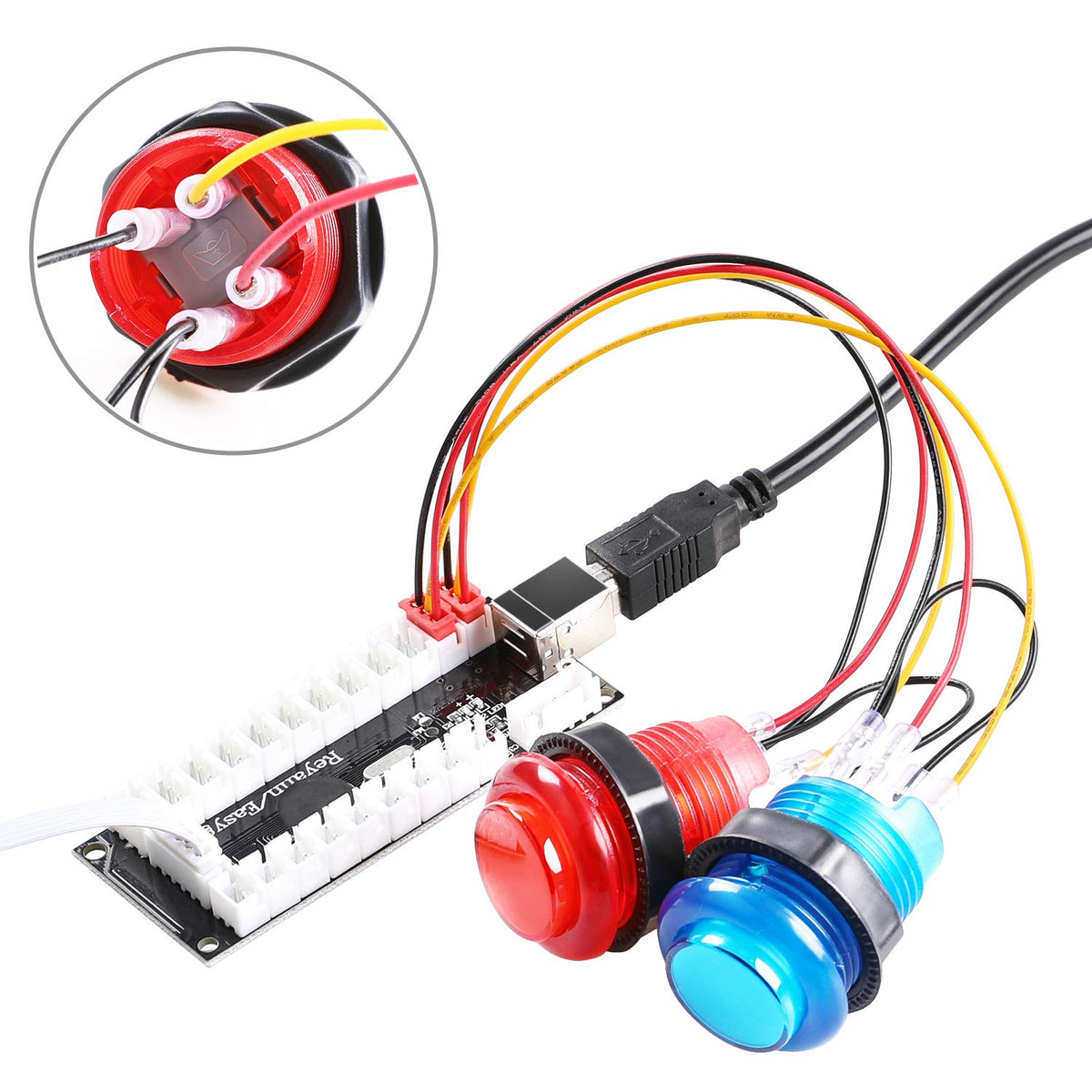LED Arcade DIY Parts 2x Zero Delay USB Encoder + 2x 8 Way Joystick + 20x LED Illuminated Push Buttons for Mame Jamma
