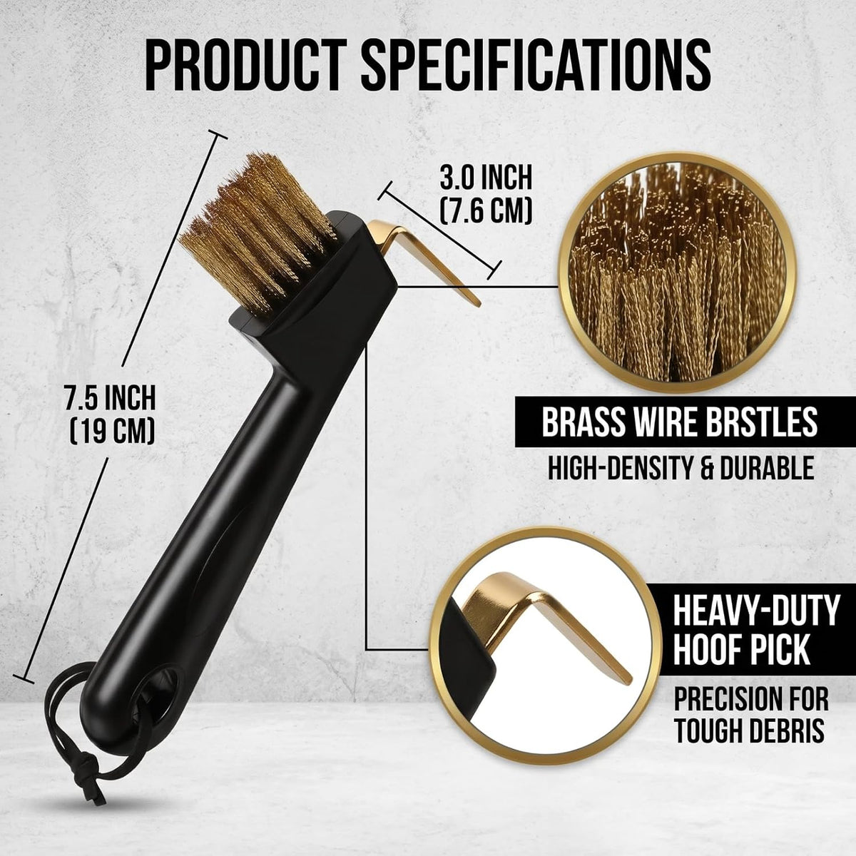 Professional Hoof Pick with Heavy-Duty Brass Wire Brush