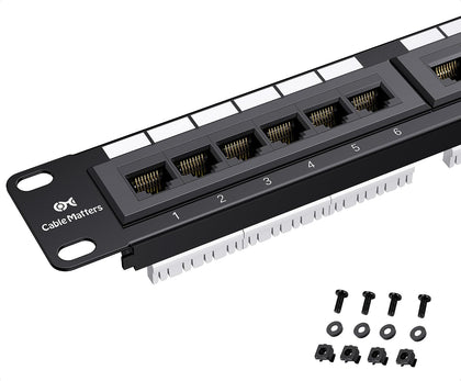 [UL Listed] 24 Port 10Gbps Cat6 Patch Panel, 1U | Wall Mount/Rackmount, 19-Inch, 10Gb Ethernet RJ45, for 19"