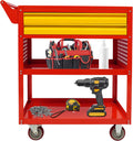 Rolling Tool Cart 400lbs Capacity, 5-Tier Steel Utility Service Cart with 2 Drawers, Heavy Duty Workshop Storage