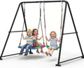 2-in-1 Swing Set for Backyard for Kids, with 1 Platform Swing, 1 Belt Swing, 440lbs Metal Swing Set for Toddler