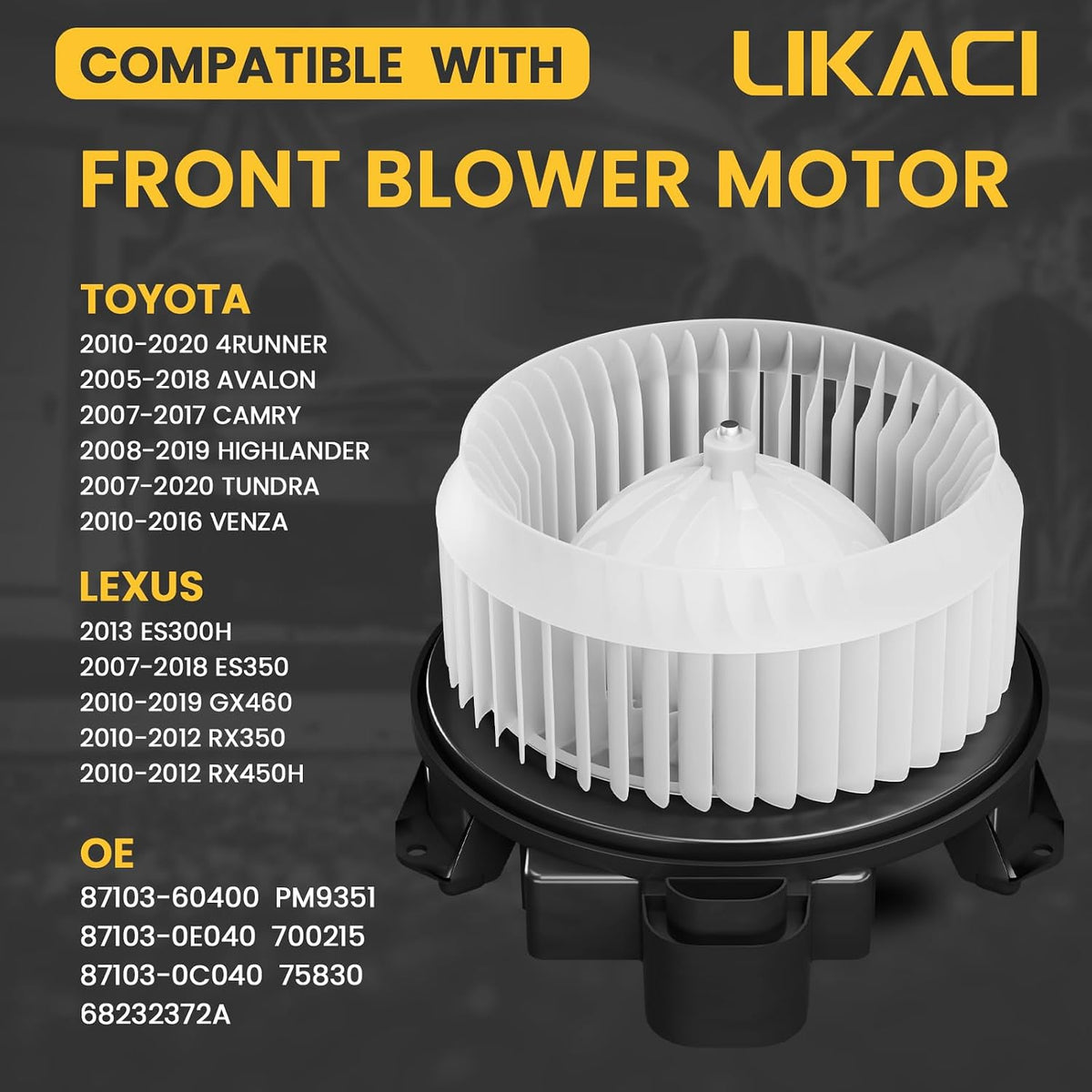 Front Blower Motor 75830 for 2007-2020 Toyota Tundra Camry 4Runner