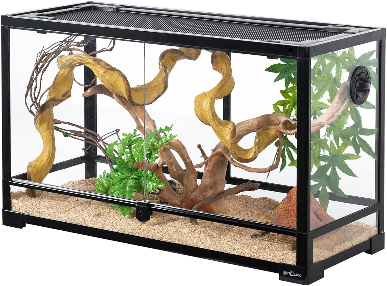 Tempered Glass Reptile Terrarium 30 Gallon, Wide Reptiles Tank 30" x 12"x 18" for Reptile Pets Bearded Dragon Gecko