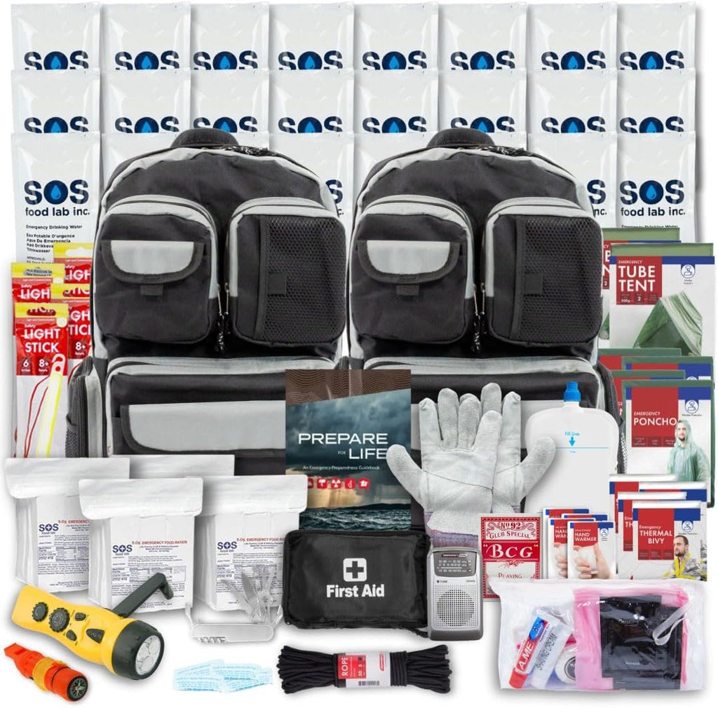 2 & 4 Person 72 Hour Survival Kit | Bug Out Bag with Food, Water, First Aid, Emergency Shelter, Survival Gear