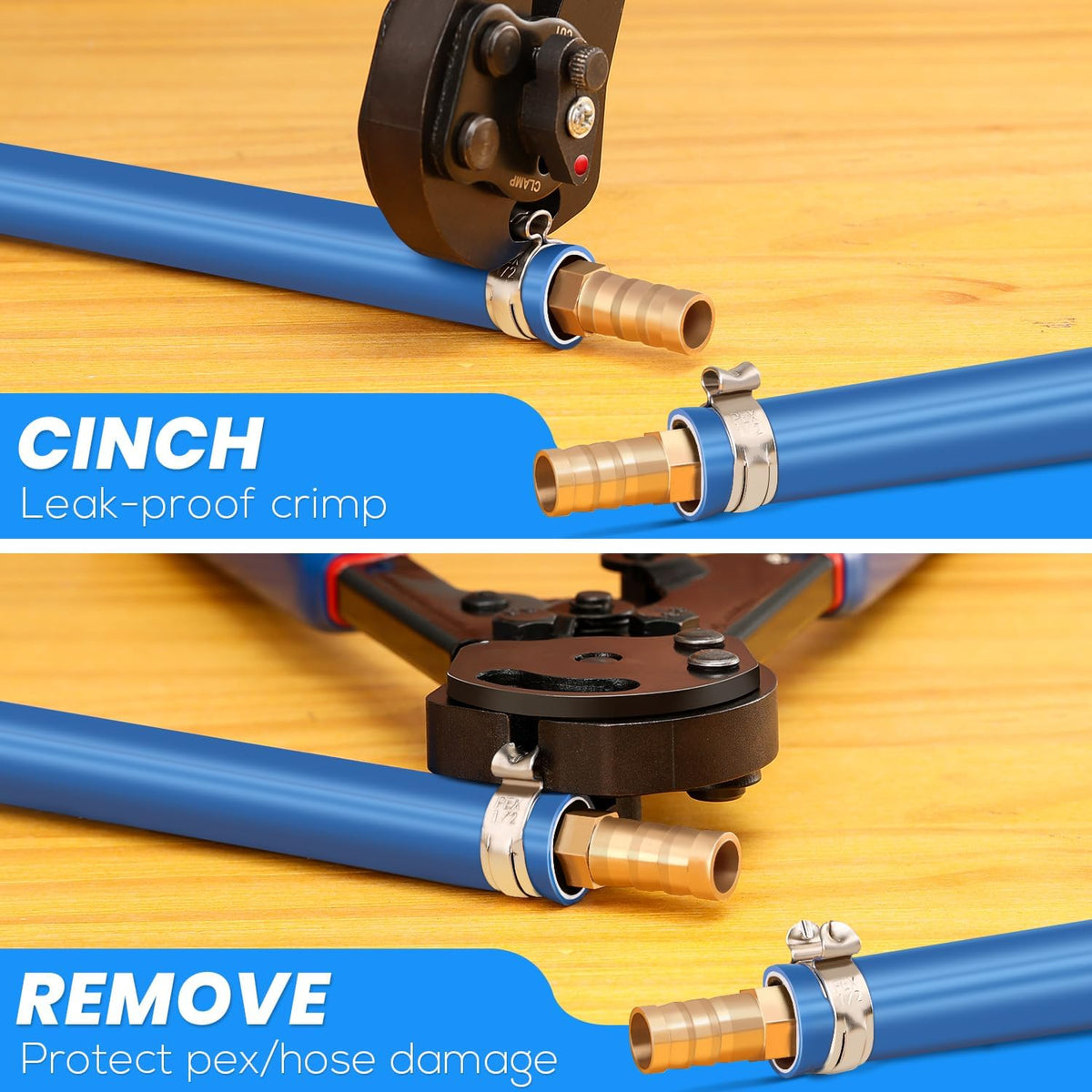 OURU PEX Crimping Tool Kit, Cinch & Remove, 3/8" to 1",PEX Cutter & Clamps