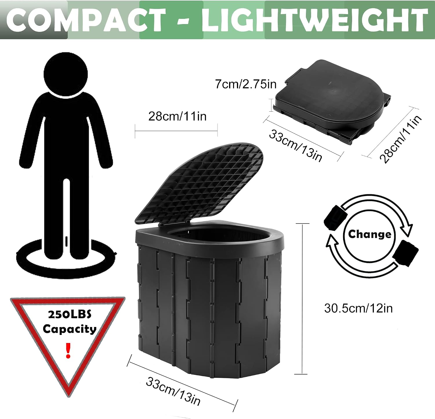 Camping Toilet, Portable Toilet for Adults & Kids, Foldable Potty & Outdoor Emergency Sanitation Products, Trash Can