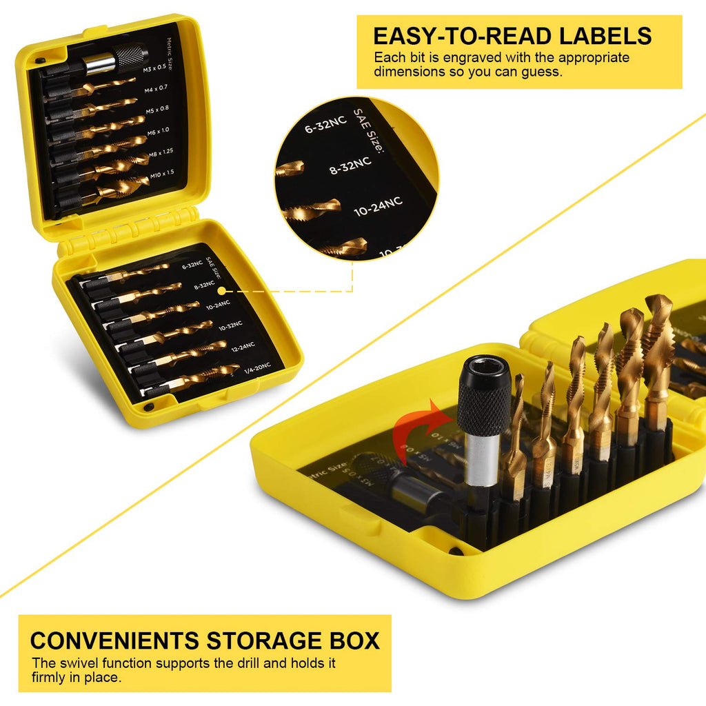 THINKWORK 3-in-1 Combination Drill Tap & Tap Bit Set