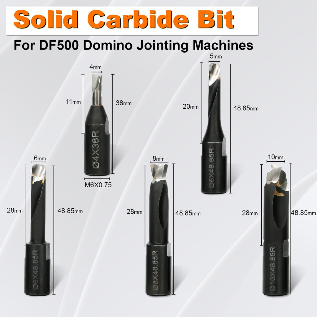 5PCS 4-10mm Domino Cutter Solid Carbide Bits for DF500 Jointer Machines