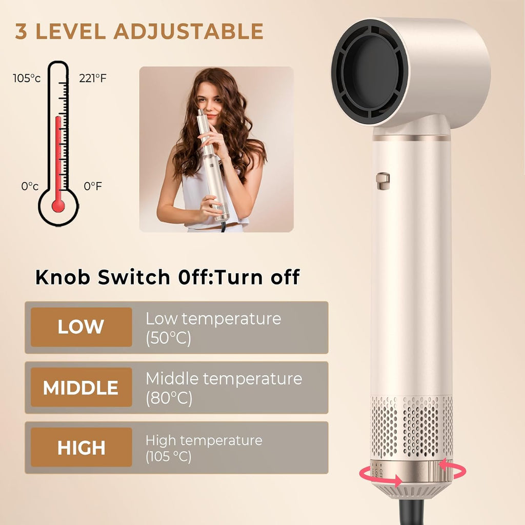 Hair Dryer Brush 5 in 1, Blow Dryer Brush Set with Air Curler Wrap Hair Styler, Negative Ionic Blow Dry Brush