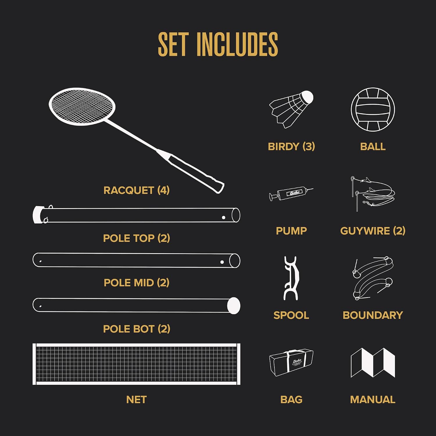 Baden Champions Volleyball Badminton Combo Set