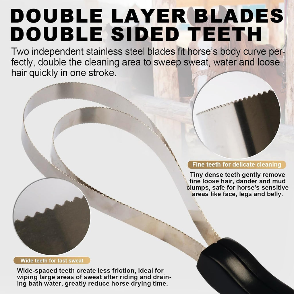 Double-Layer Metal Shedding Blade for Horses Solid Wood Handle