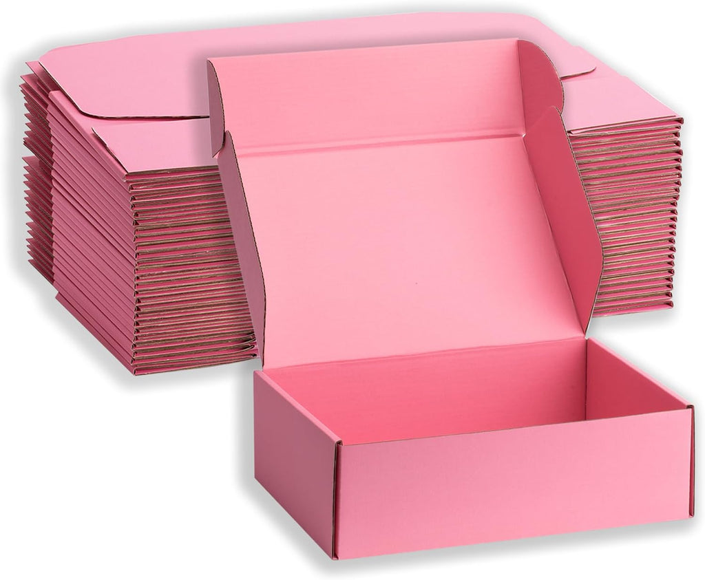 Pink Shipping Boxes 10x8x3 Inches, 20 Pack