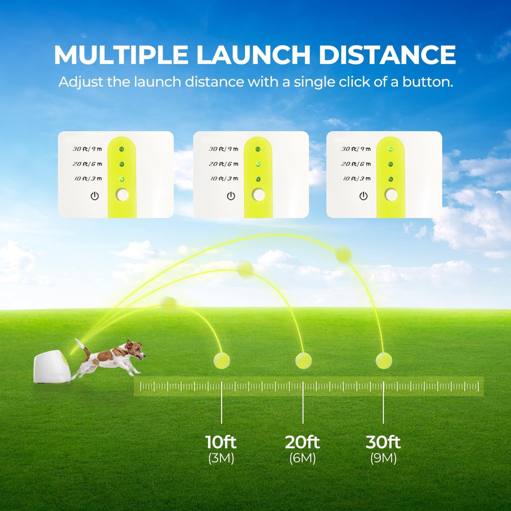 AFP Automatic Ball Launcher Dog Ball Thrower Machine Interactive Hyper Fetching Toy for Large Dogs, 3 Tennis Balls